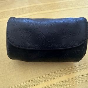 Mary Kay cute make up bag with eyelashes black with gold zipper and snap close